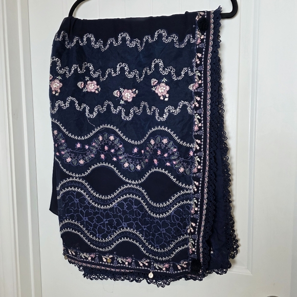 Suffuse By Sana Yasir Navy Blue Salwar Kameez 4 Piece Set Sz Medium - Picture 7 of 9